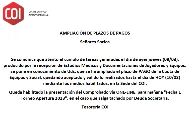 AMPLIACIÓN DE PLAZOS DE PAGOS